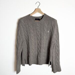Polo Ralph Lauren Wool Cashmere Cable Knit Sweater Gray Size L